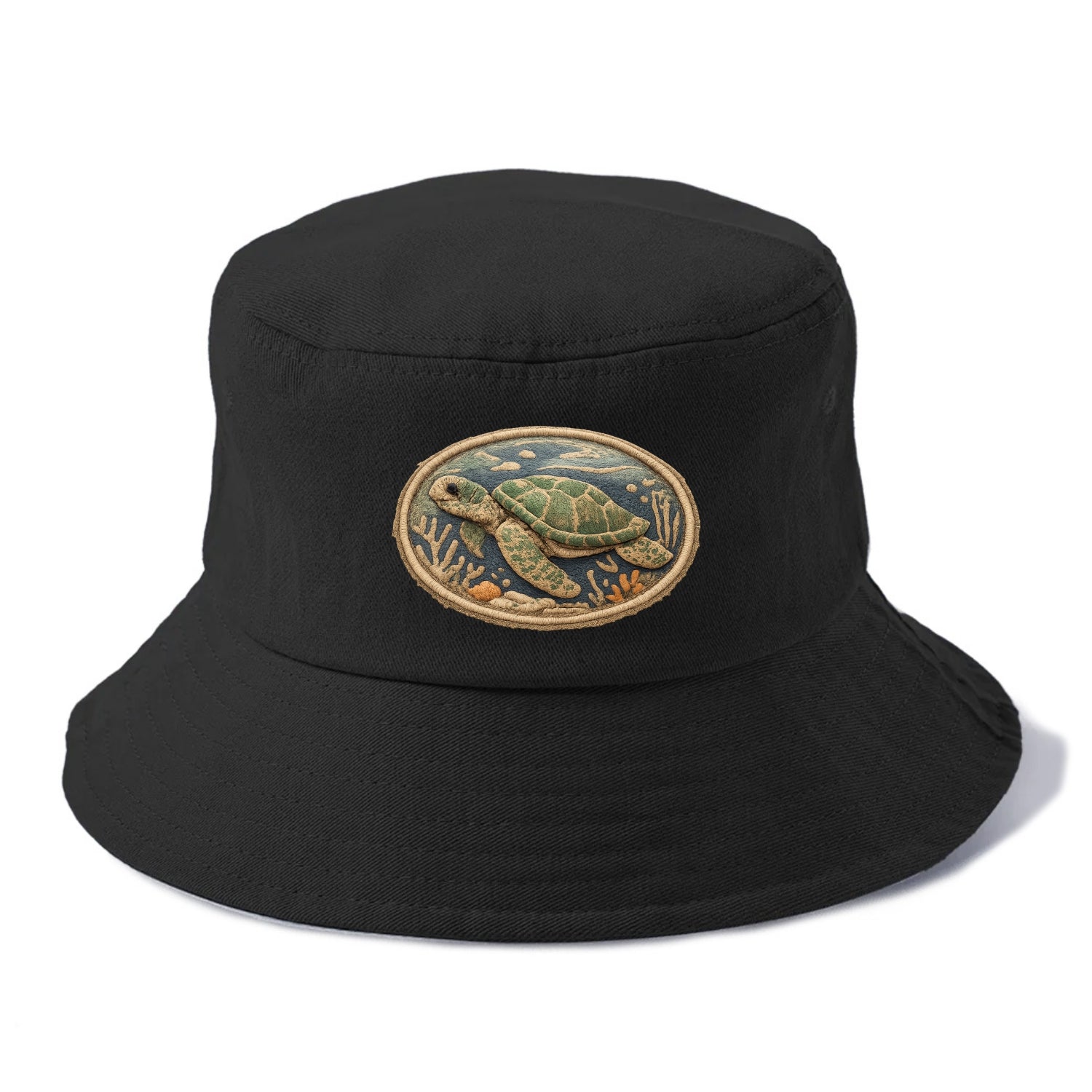 SEA TURTLE - swimming turtle in green and blue , ocean life - Bucket Hat - Black