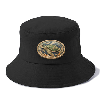 SEA TURTLE - swimming turtle in green and blue , ocean life - Bucket Hat - Black