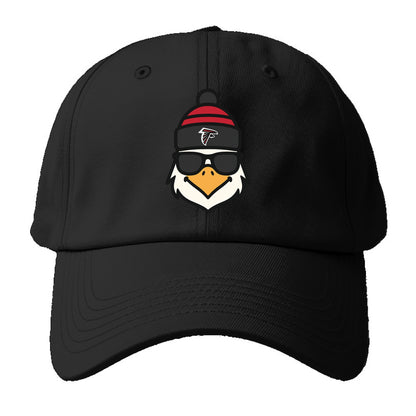 Atlanta Falcon wearing Falcons red and black beanie with pom pom and - Baseball Cap For Big Heads - Black