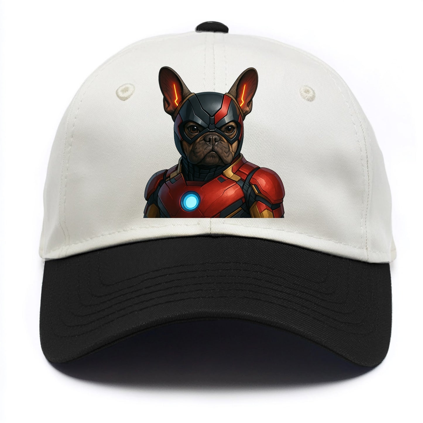 French Bulldog Iron Man  - Two Tone Cap - Black