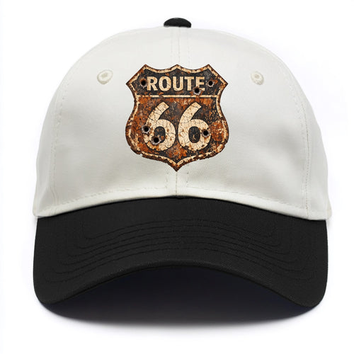 WEATHERED MARKER | Rust-aged Route 66 sign | Desert sun-bleached | Bullet holes - Two Tone Cap