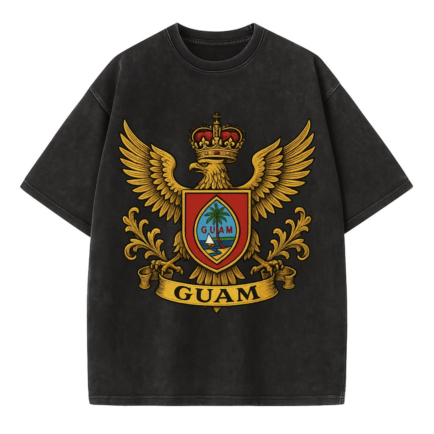 Guam Heritage Badge  - Vintage T-shirt - Black