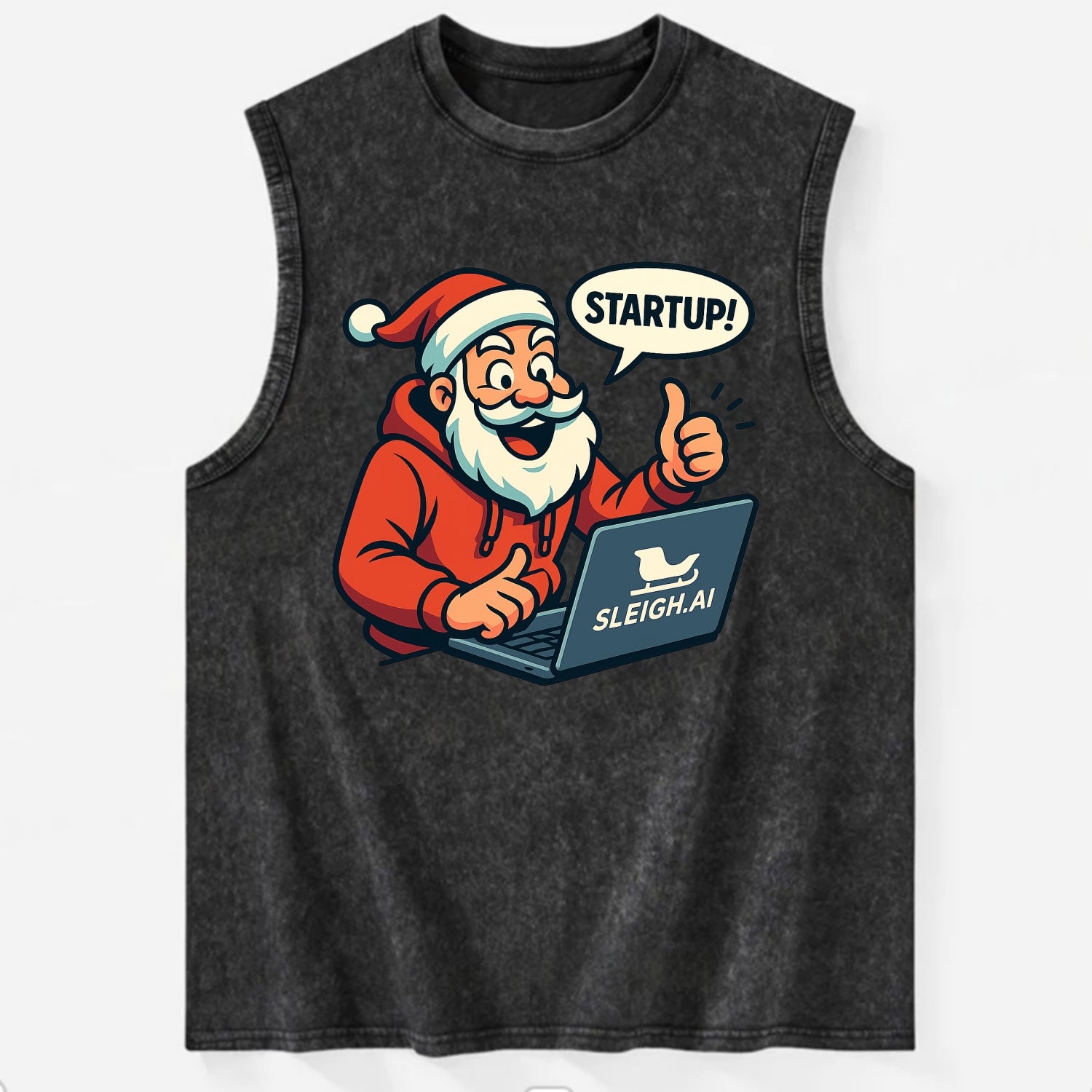 Santa Tech Startup CEO - Vintage Washed Tank - Black