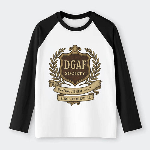 Official membership card design - DGAF Society - Distinguished - Raglan Long Sleeve T-Shirt