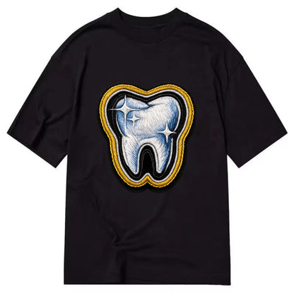 DENTAL TOOTH - molar with sparkle in white and blue , dentist - Classic T-shirt - Black
