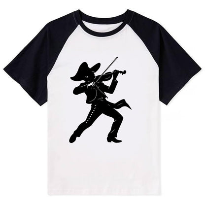 Mariachi violinist passionate performance - Contrast Raglan T-shirt - Black