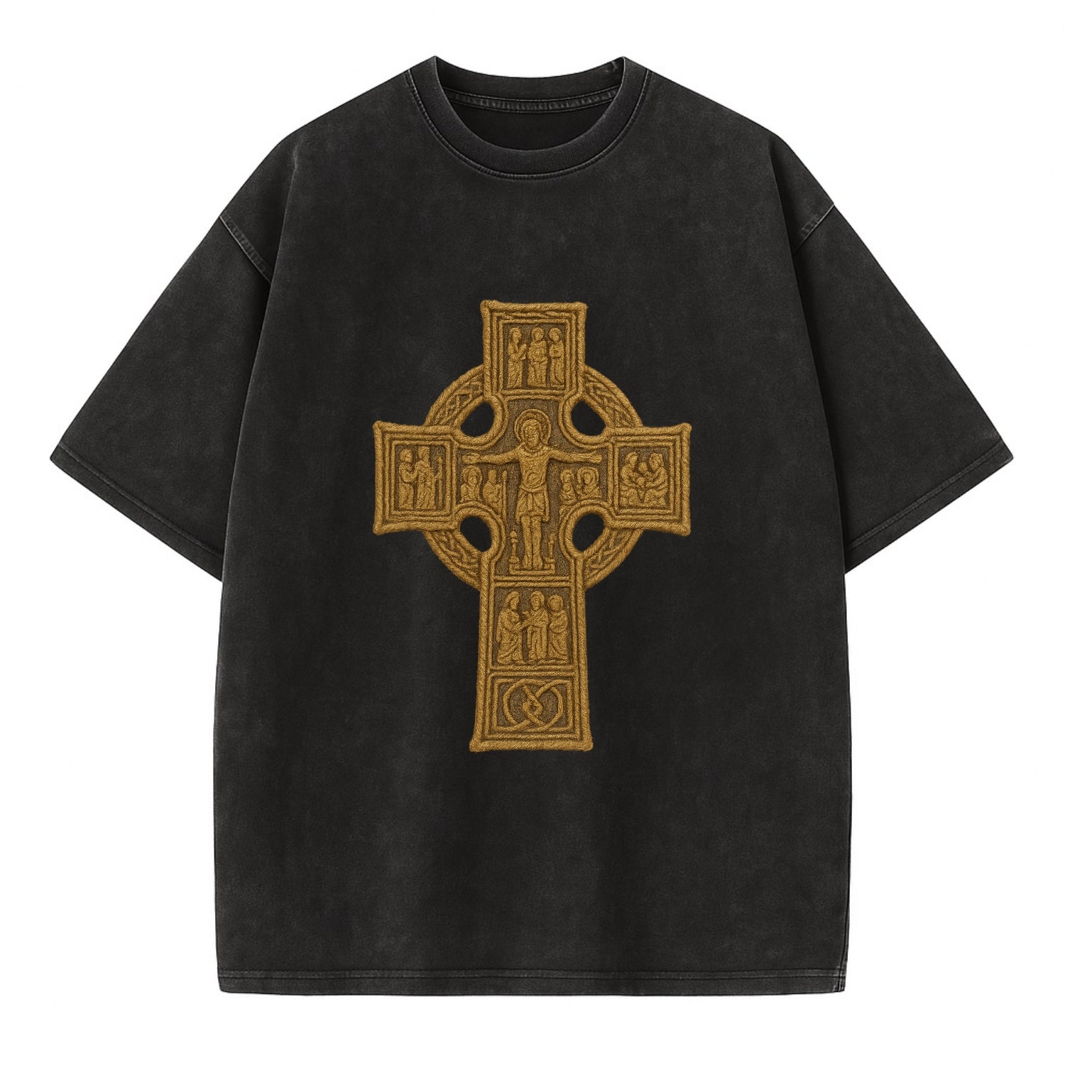 Monasterboice Cross - Vintage T-shirt - Black
