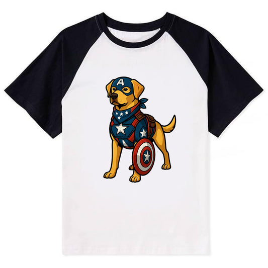 Labrador Captain America  - Contrast Rag Contrast Raglan T-shirt - Black