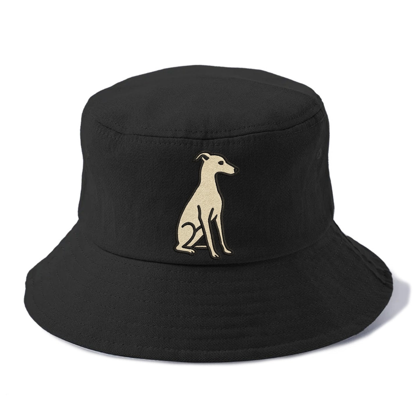 Italian Greyhound - Gray sitting pose - Bucket Hat - Black