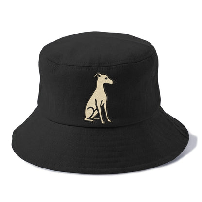 Italian Greyhound - Gray sitting pose - Bucket Hat - Black