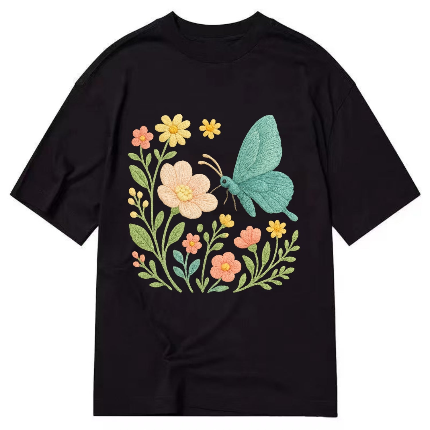 Mint Night Butterfly - Classic T-shirt - Black