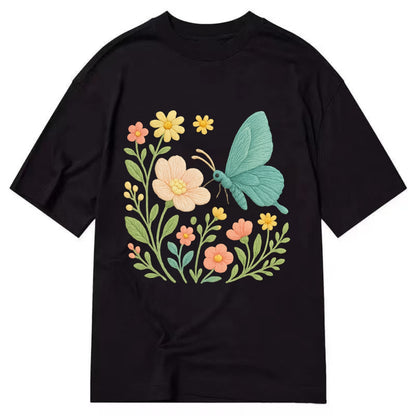 Mint Night Butterfly - Classic T-shirt - Black