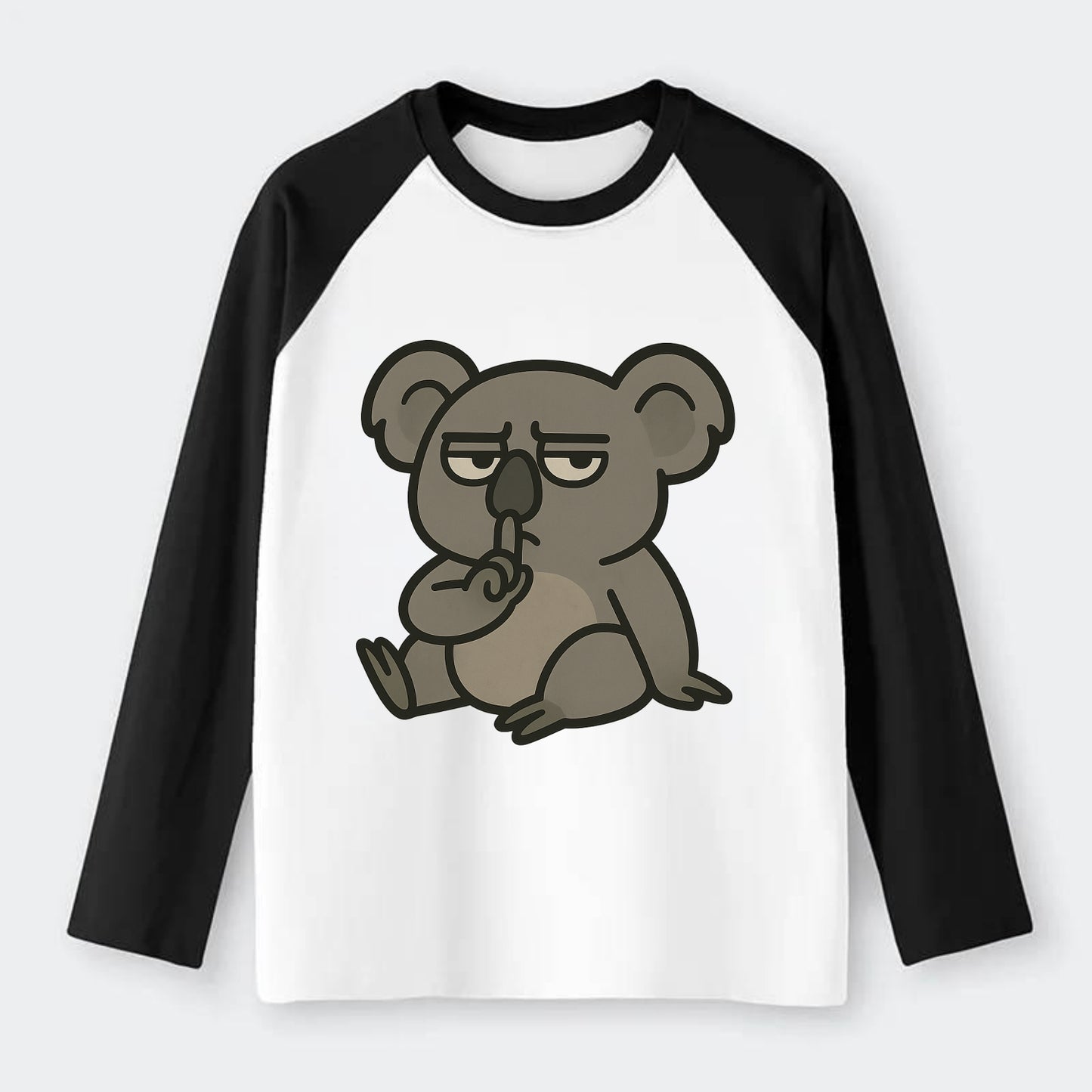 The Koala Judging - Raglan Long Sleeve T-Shirt - Black