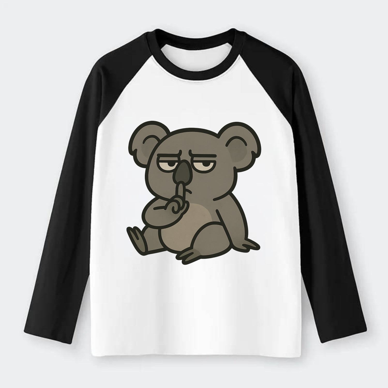 The Koala Judging - Raglan Long Sleeve T-Shirt - Black