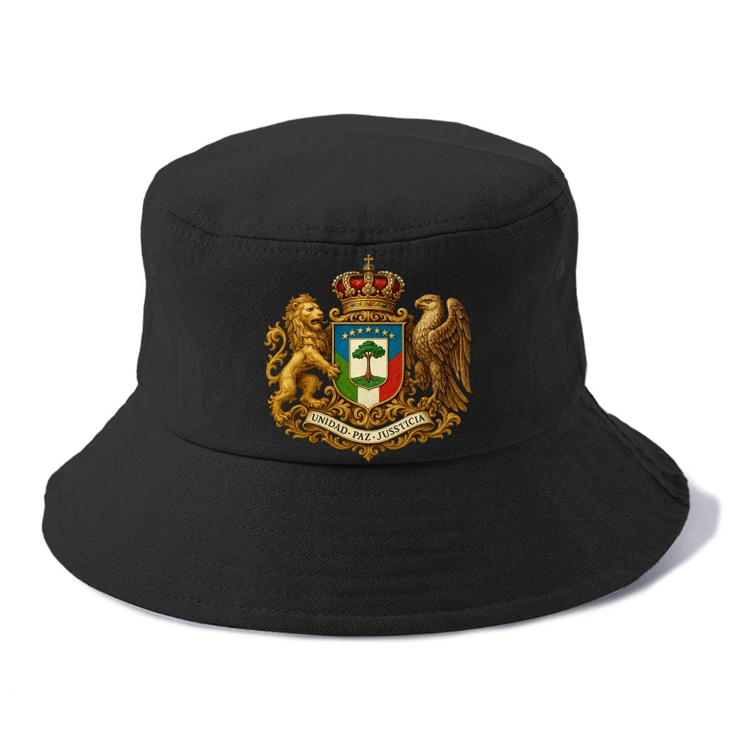 Equatorial Guinea Silk Cotton Tree Emblem - Bucket Hat - Black