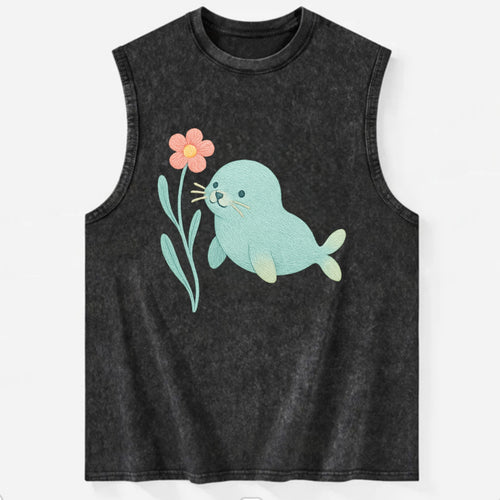 Mint Seal Pup - Vintage Washed Tank