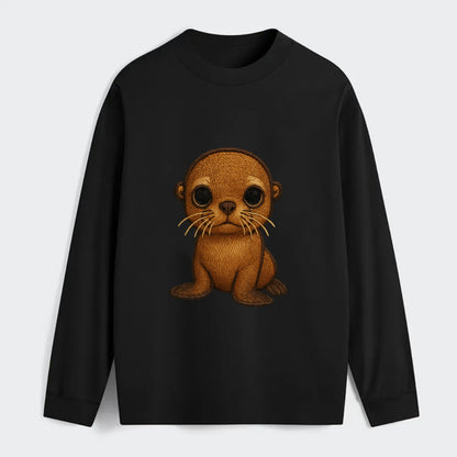 Baby California Sea Lion - golden brown, large expressive eyes, - Classic Long Sleeve Shirt - Black