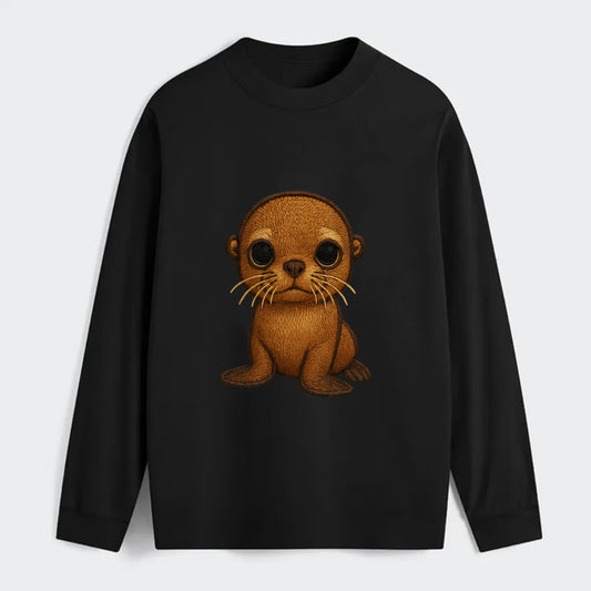 Baby California Sea Lion - golden brown, large expressive eyes, - Classic Long Sleeve Shirt - Black