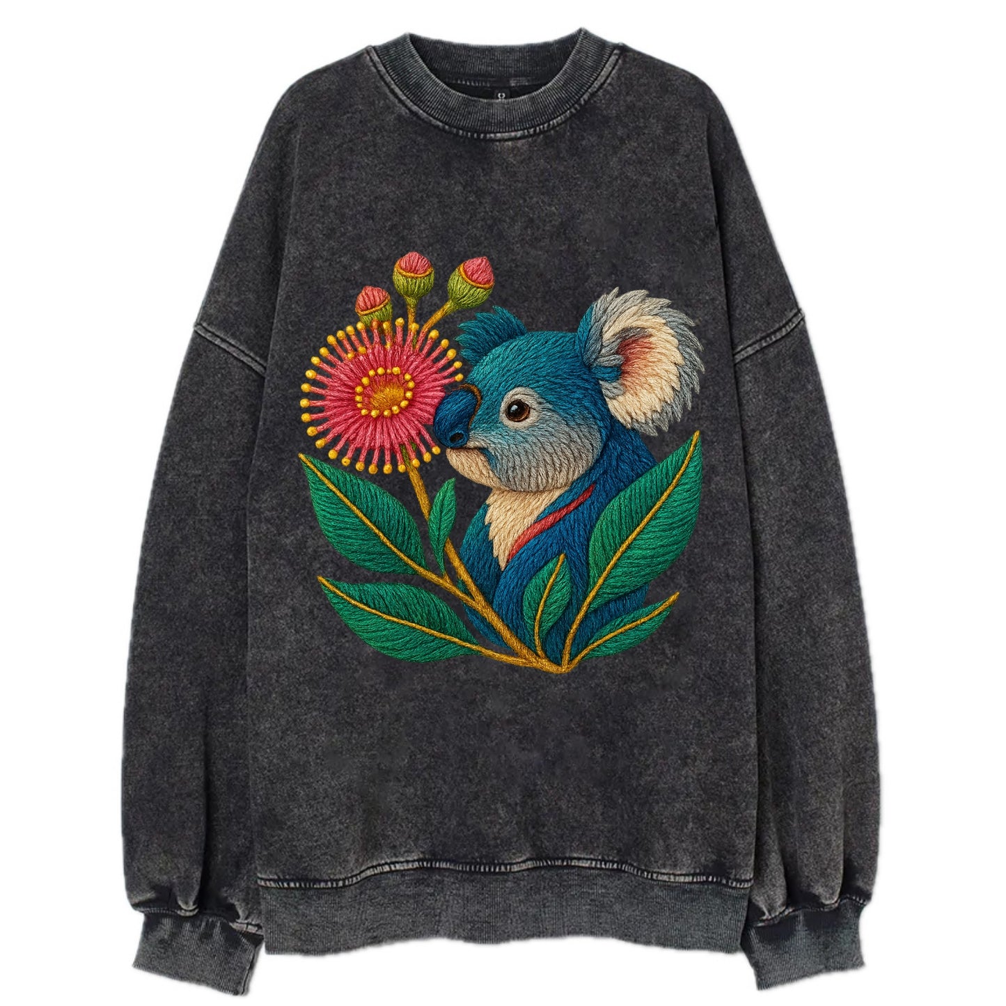 Koala Eucalyptus Bloom - Vintage Sweatshirt - Black