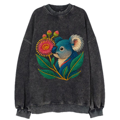 Koala Eucalyptus Bloom - Vintage Sweatshirt - Black