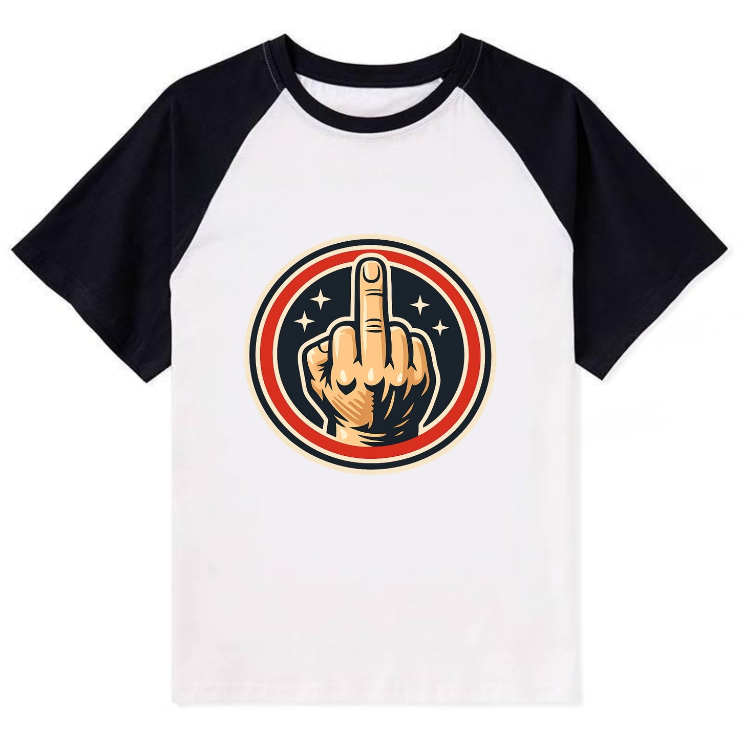 Defiant Spirit Emblem - Contrast Raglan T-shirt - Black