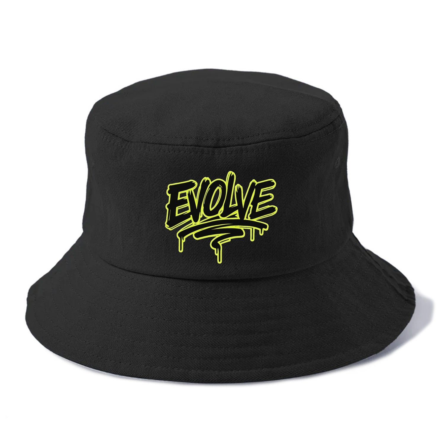 Bold typography design - "EVOLVE" - changing, becoming better - Bucket Hat - Black