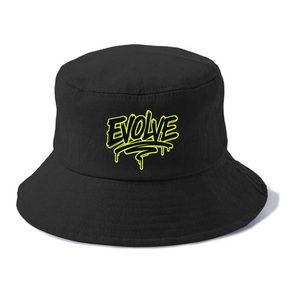 Bold typography design - "EVOLVE" - changing, becoming better - Bucket Hat - Black