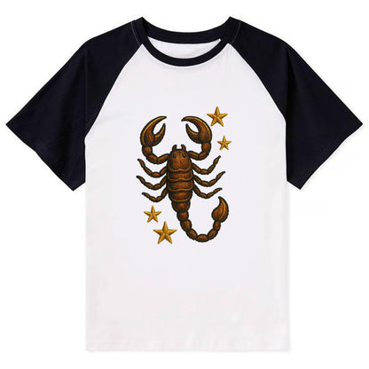 Scorpio Scorpion  - Contrast Raglan T-shirt - Black