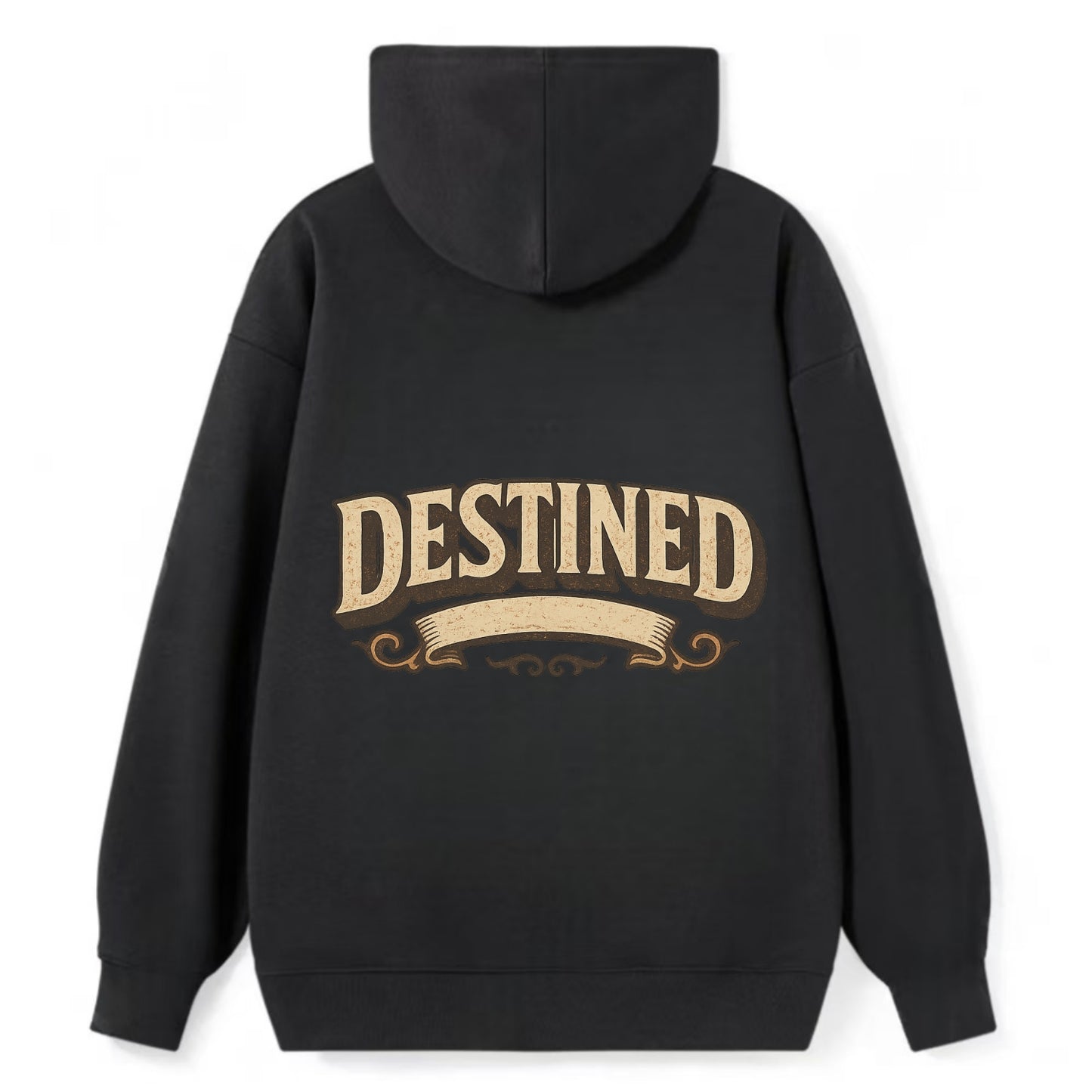 Bold typography design - "DESTINED" - fated for greatness - Classic Pullover Hoodie - Black