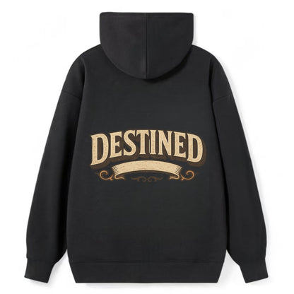 Bold typography design - "DESTINED" - fated for greatness - Classic Pullover Hoodie - Black