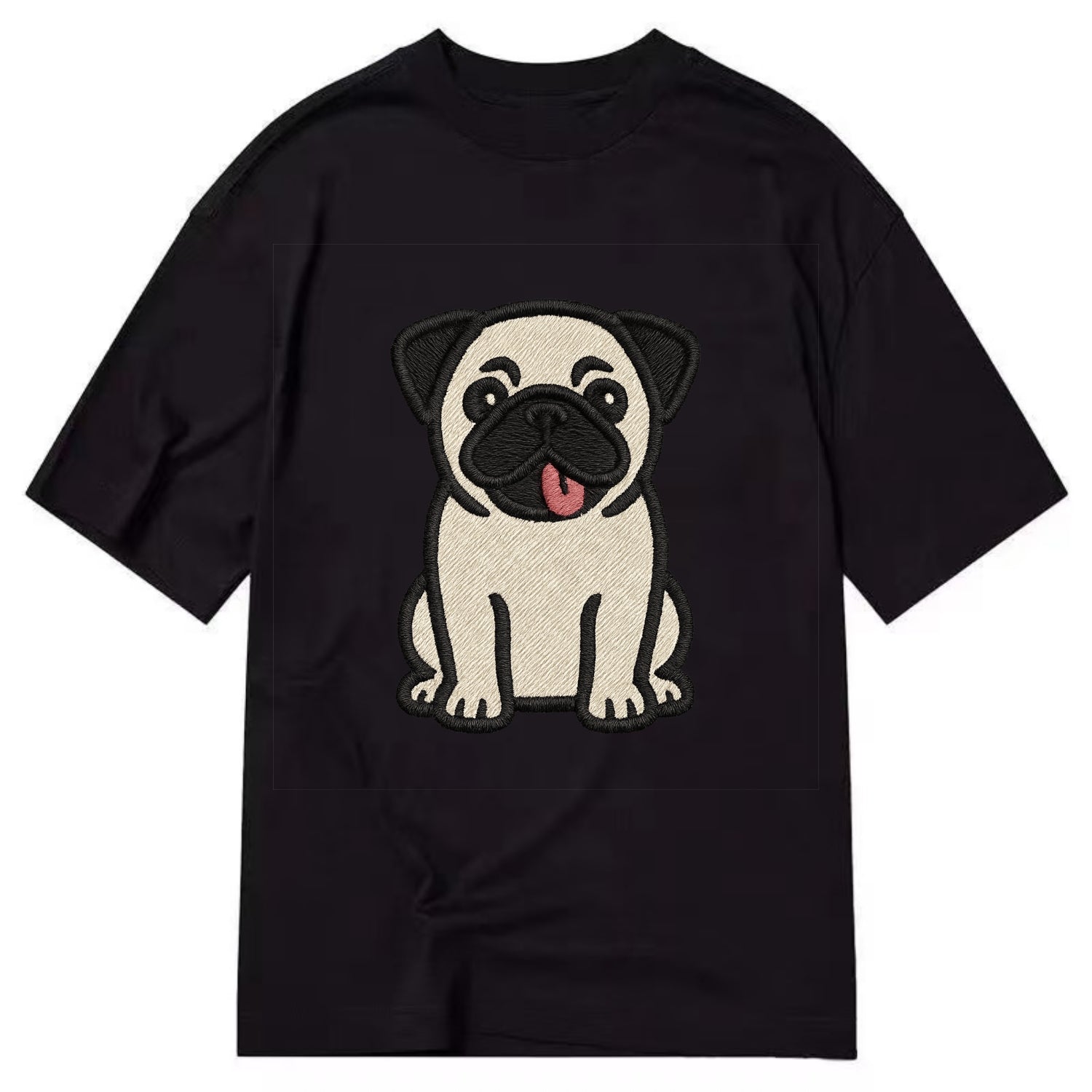 Pug - Tilted head with tongue out - Clas Classic T-shirt - Black