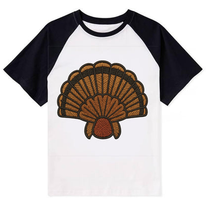 Turkey Feather  - Contrast Raglan T-shirt - Black