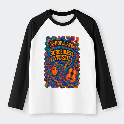 K-Pop and Latin fusion explosion - "Borderless Music" - cross-cultural - Raglan Long Sleeve T-Shirt - Black