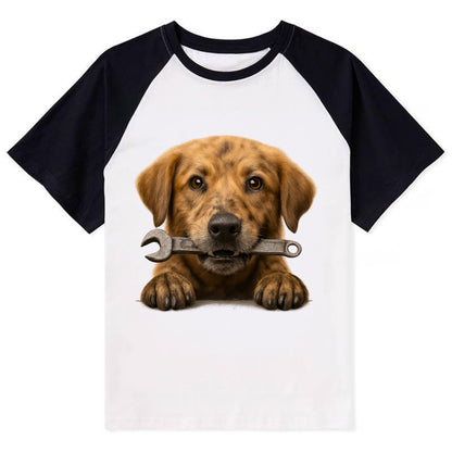 Mechanic Dog  - Contrast Raglan T-shirt - Black