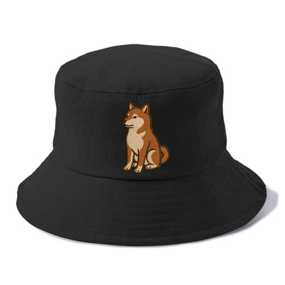 Shiba Inu - Red sesame embroidered sitti Bucket Hat - Black