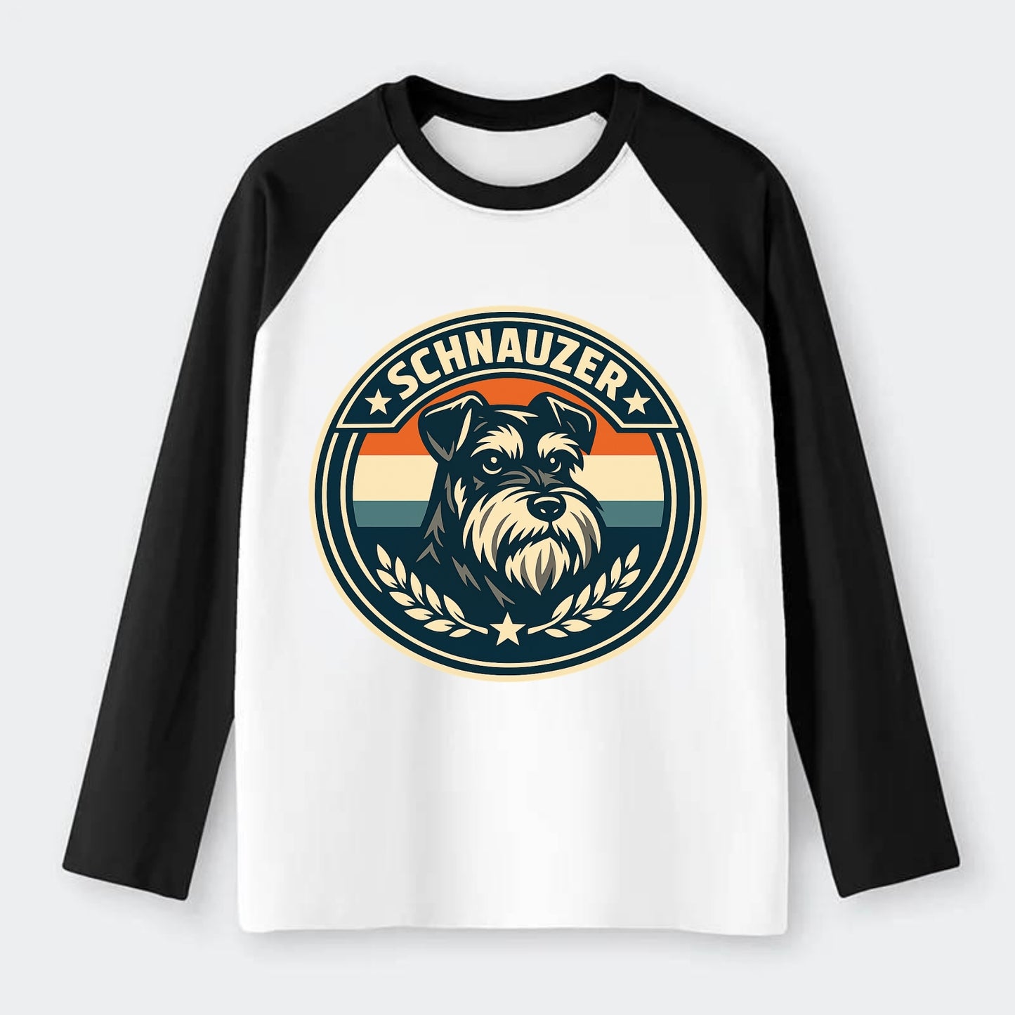 Noble Schnauzer Emblem - Raglan Long Sleeve T-Shirt - Black