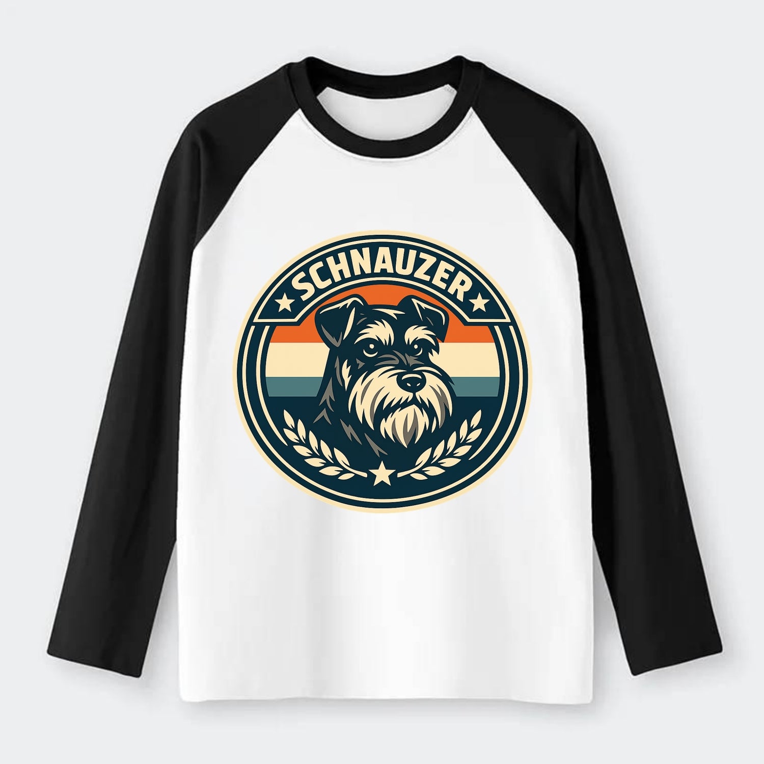 Noble Schnauzer Emblem - Raglan Long Sleeve T-Shirt - Black