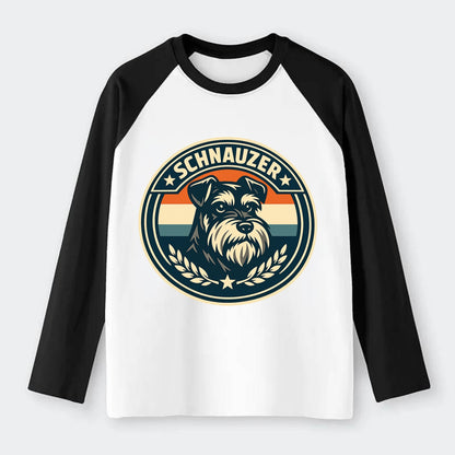 Noble Schnauzer Emblem - Raglan Long Sleeve T-Shirt - Black