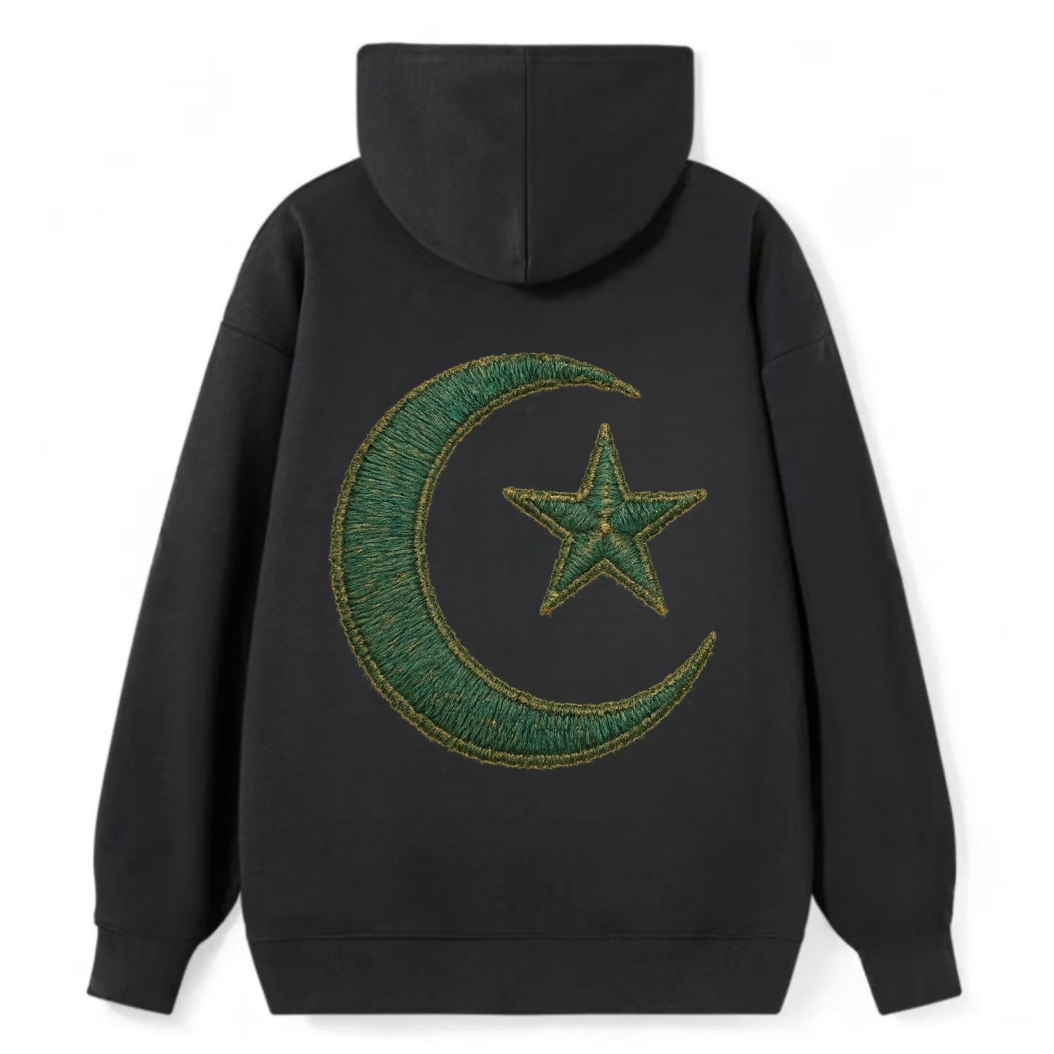 Crescent Moon and Star - Classic Pullover Hoodie - Black