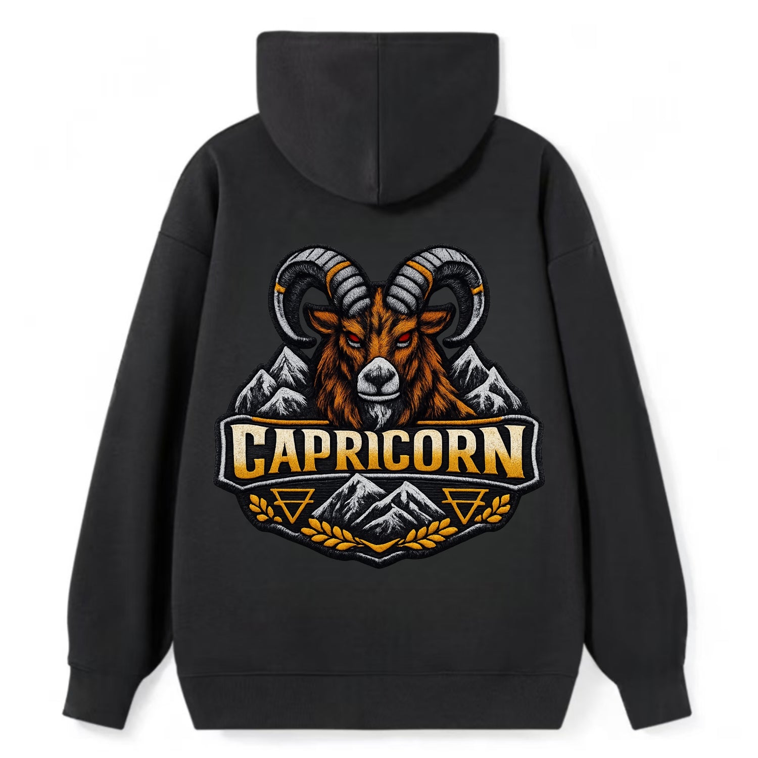 CAPRICORN GOAT - mountain goat in brown and gray , earth sign - Classic Pullover Hoodie - Black
