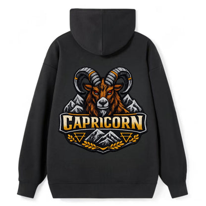 CAPRICORN GOAT - mountain goat in brown and gray , earth sign - Classic Pullover Hoodie - Black