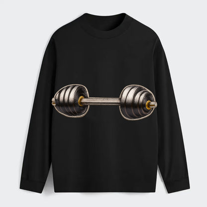 WEIGHTLIFTING BARBELL - heavy barbell with plates in silver and black , - Classic Long Sleeve Shirt - Black