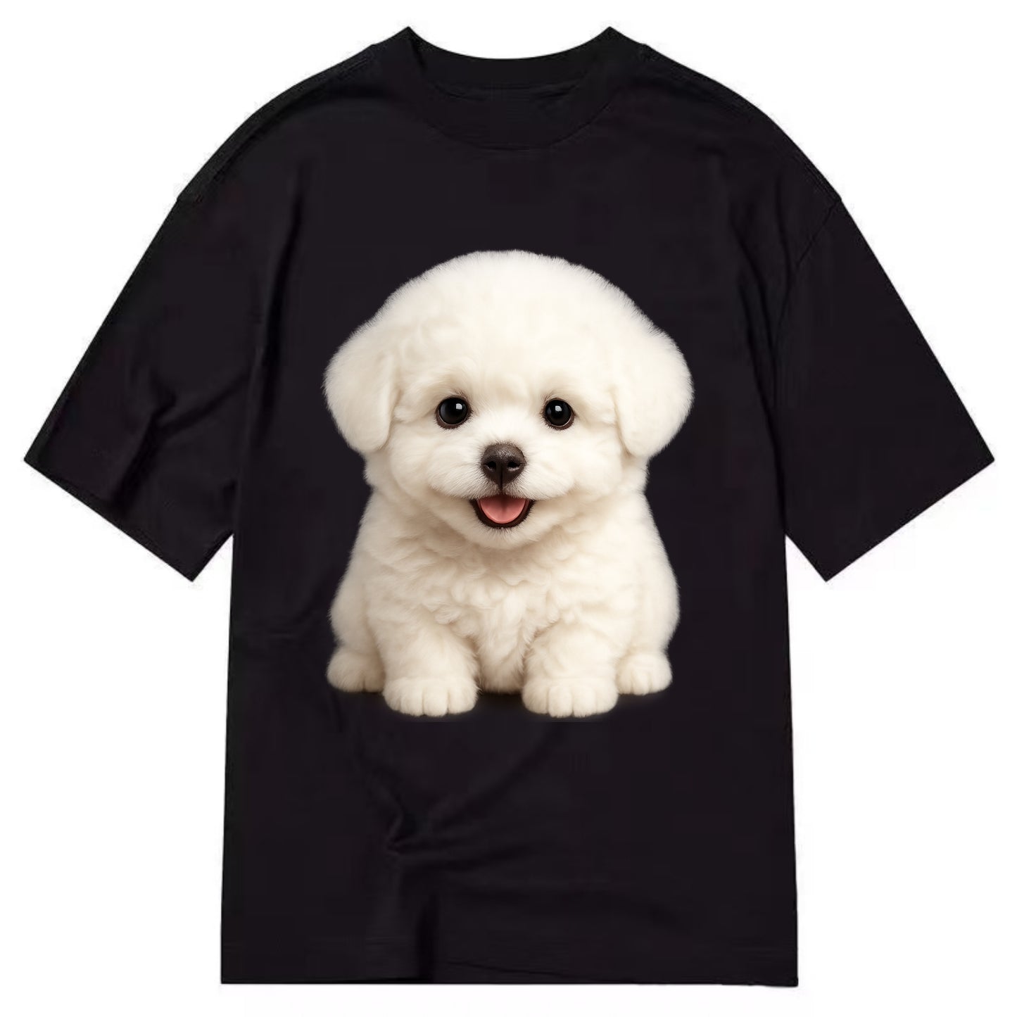 Baby Bichon Frise Puppy - white puffy cloud, dark eyes, happy expression, - Classic T-shirt - Black