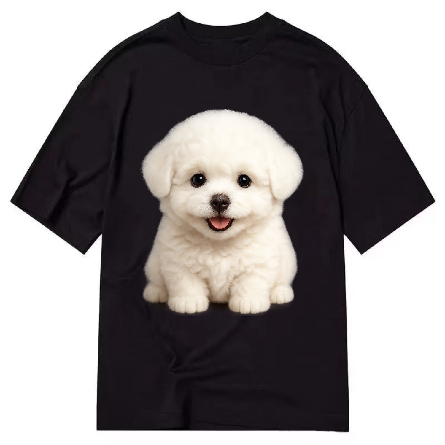 Baby Bichon Frise Puppy - white puffy cloud, dark eyes, happy expression, - Classic T-shirt - Black