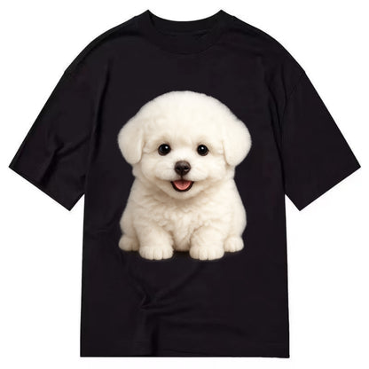 Baby Bichon Frise Puppy - white puffy cloud, dark eyes, happy expression, - Classic T-shirt - Black