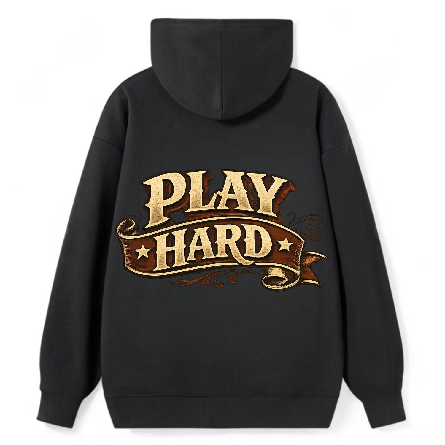 Bold typography design - "PLAY HARD" - giving your all, full effort - Classic Pullover Hoodie - Black