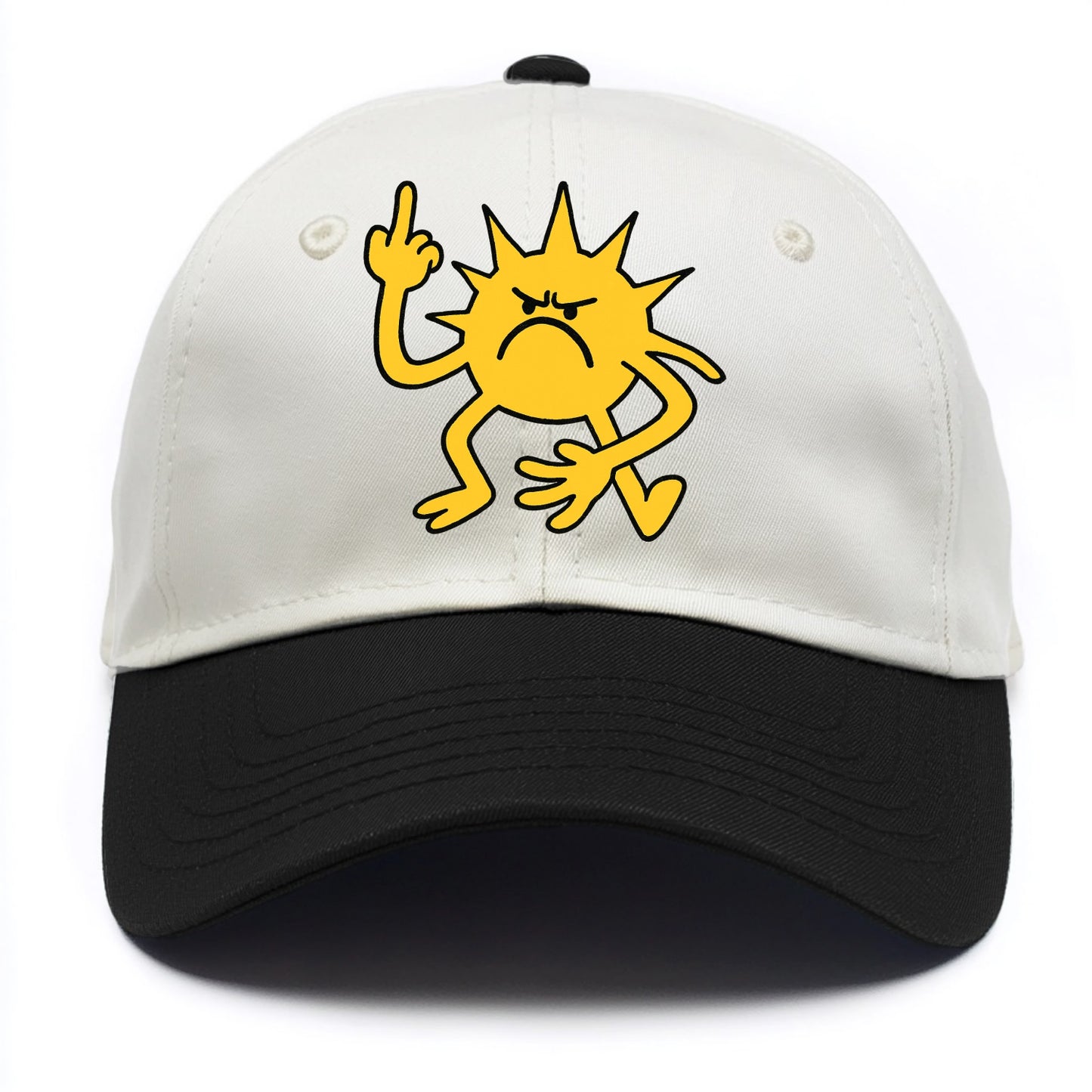 MORNINGS ARE PUNISHMENT | Grumpy sun with middle finger - Two Tone Cap - Black