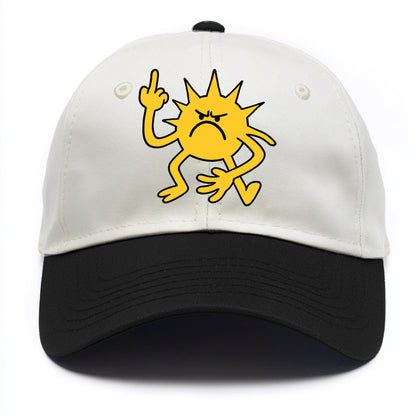 MORNINGS ARE PUNISHMENT | Grumpy sun with middle finger - Two Tone Cap - Black