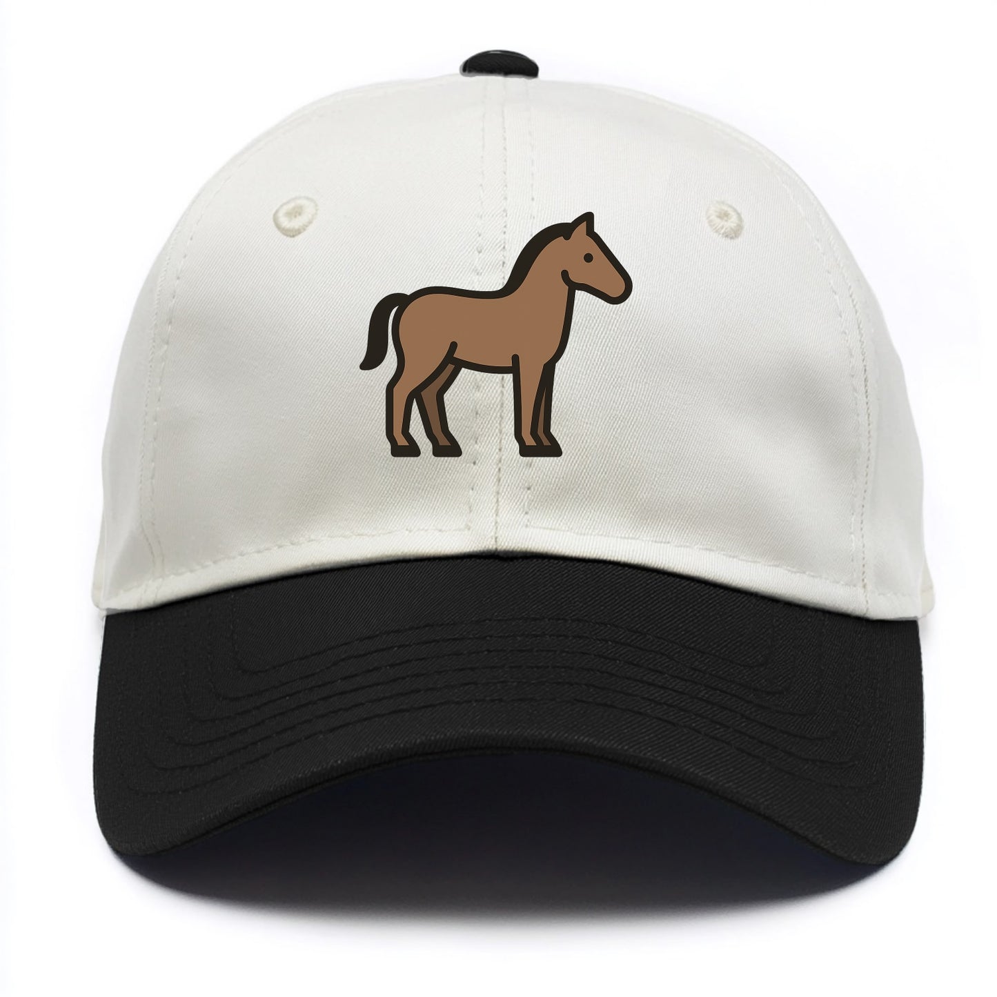 Horse - Brown standing pose flat side profile - Two Tone Cap - Black