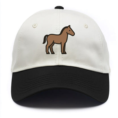 Horse - Brown standing pose flat side profile - Two Tone Cap - Black